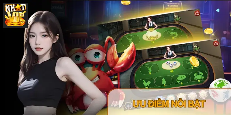 Kết quả ba viên xúc xắc trên bàn Bầu Cua Tôm Cá Nhatvip